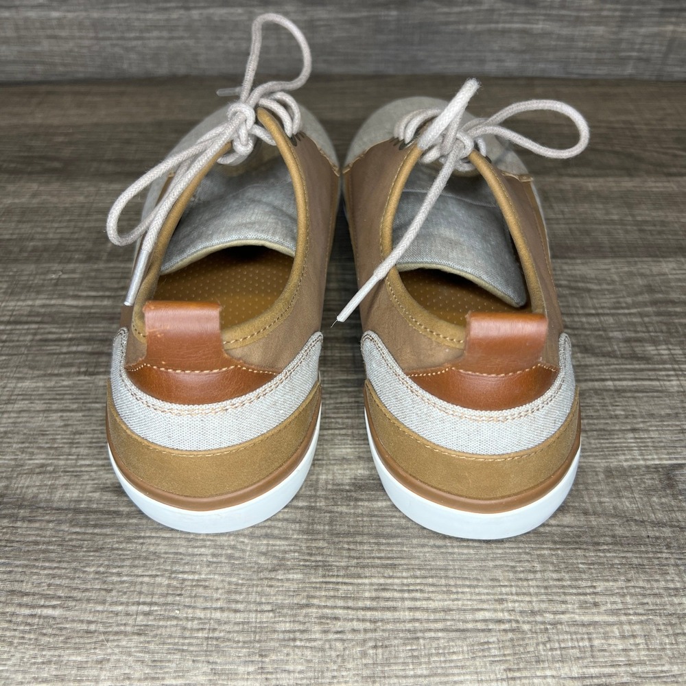 J Ferrar Mens Clutch Oxford Dress Shoes Size 8.5 Tan Canvas Leather Old Money - Picture 5 of 11